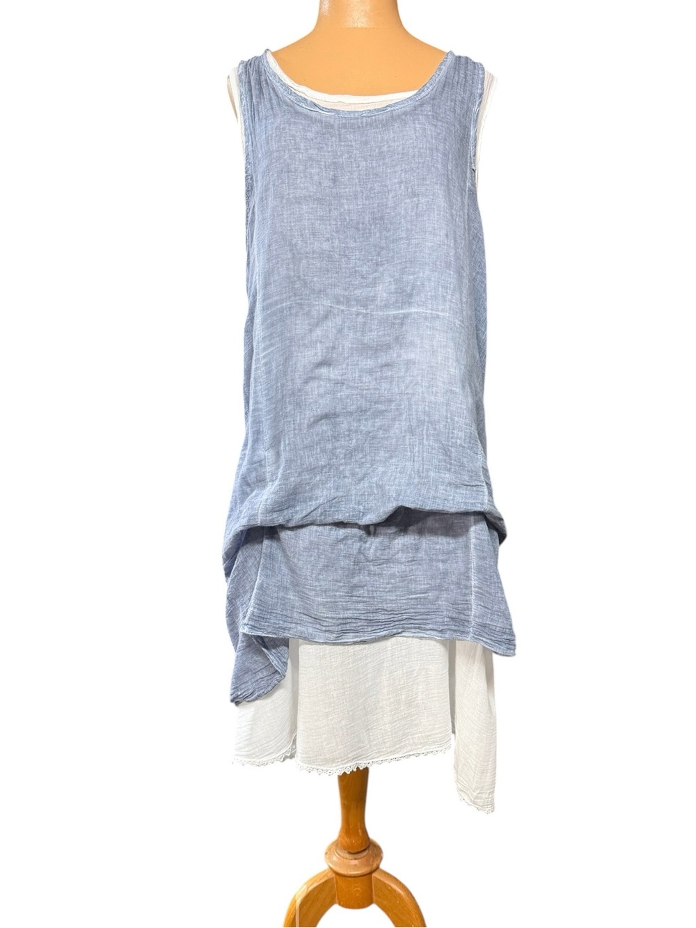 100%  Italian Linen, Summer Dress, Two in One